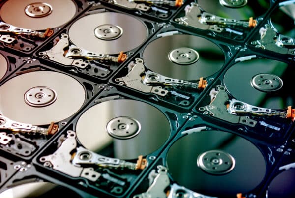 Hard drives prepared for secure data destruction by an ITAD vendor